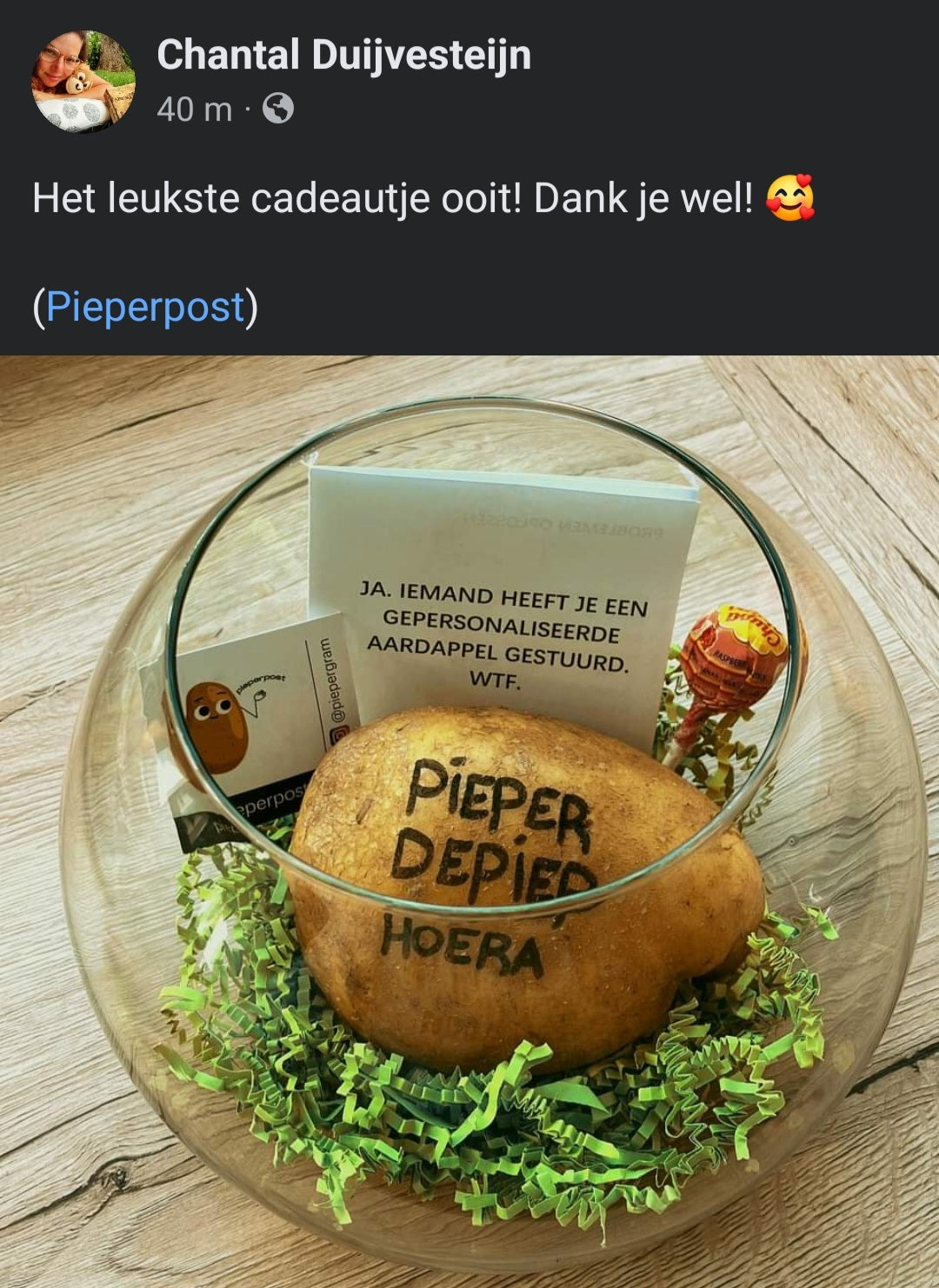 Pieperpost verrassing verjaardag kado